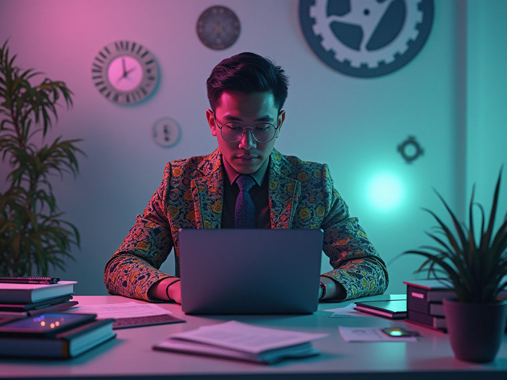 Productivity in a Modern Office with Abstract Background