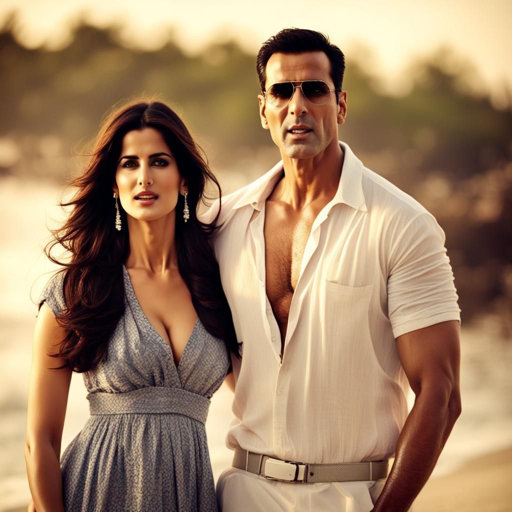 Katrina Kaif and Akshay Kumar at the Beach