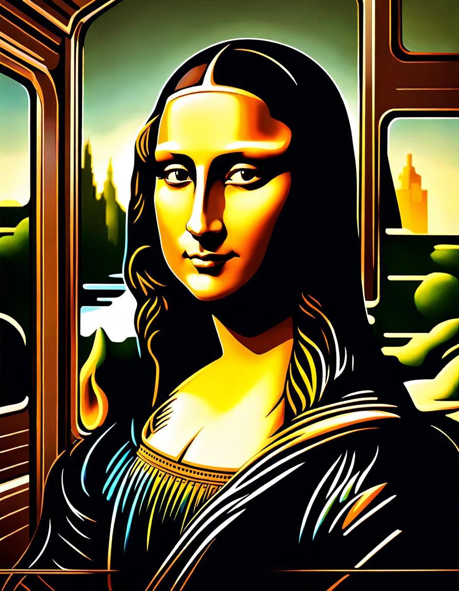 Mona Lisa on a Train: Hyperdetailed Concept Art