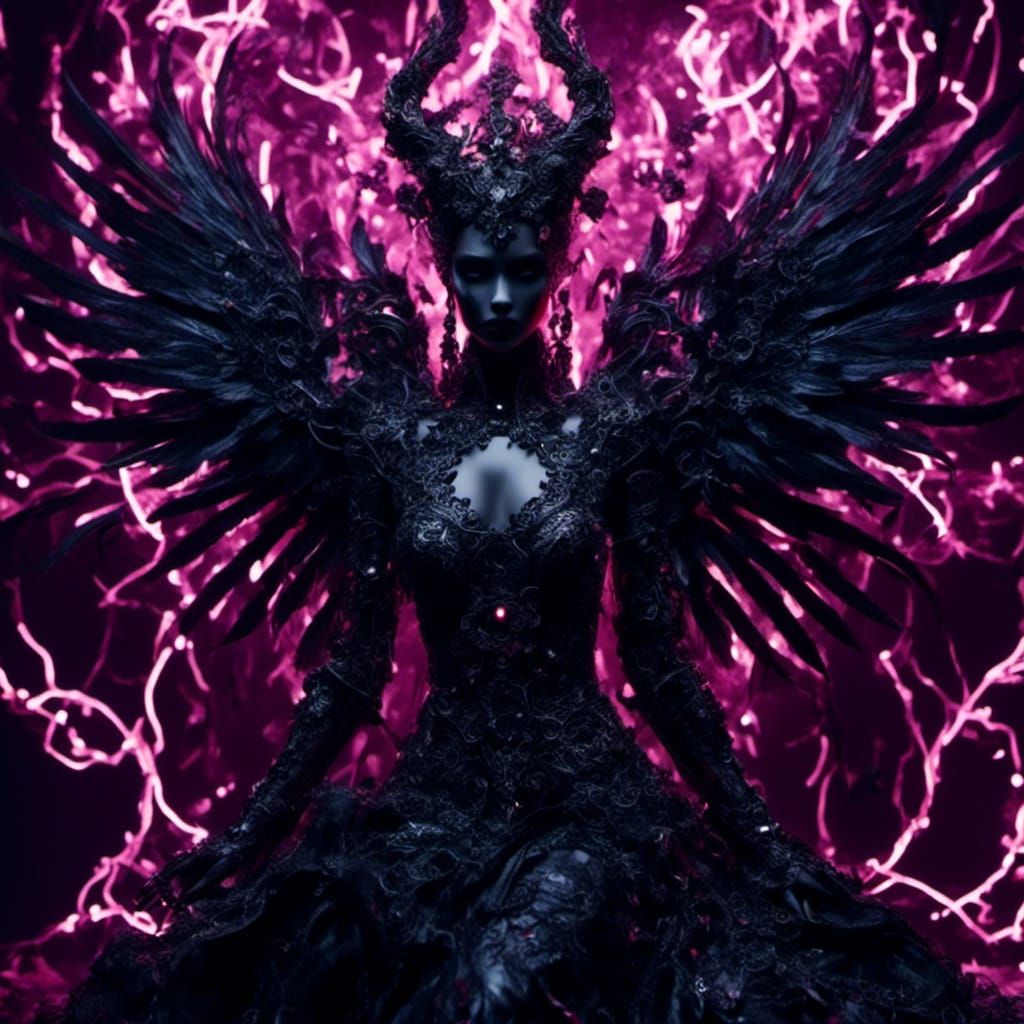 Translucent Antimatter Angel with Glowing Runes