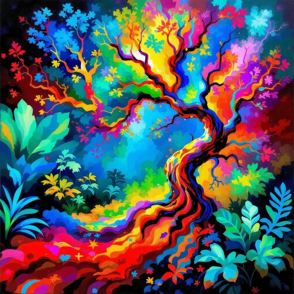 Rainbow Eucalyptus Tree in Vibrant, Iridescent Hues