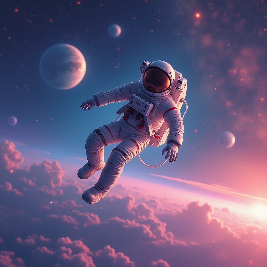Astronaut Floating in Space: Digital Art