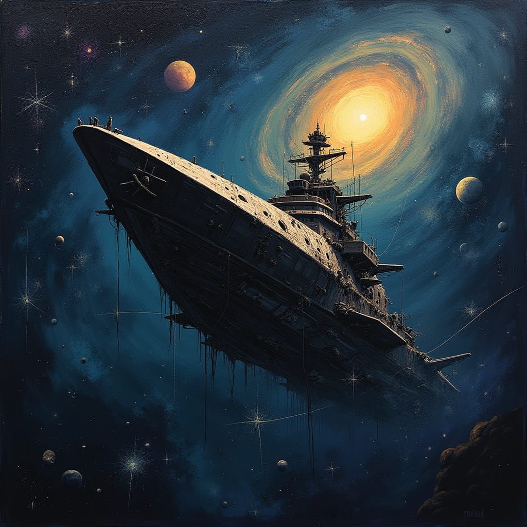 Cosmic Odyssey in Expressionist Style