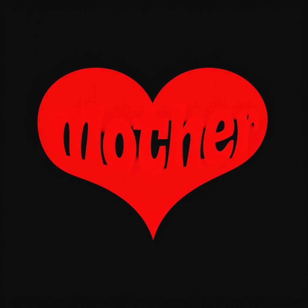 Bold Red Heart Text Illustration in Saul Bass Style