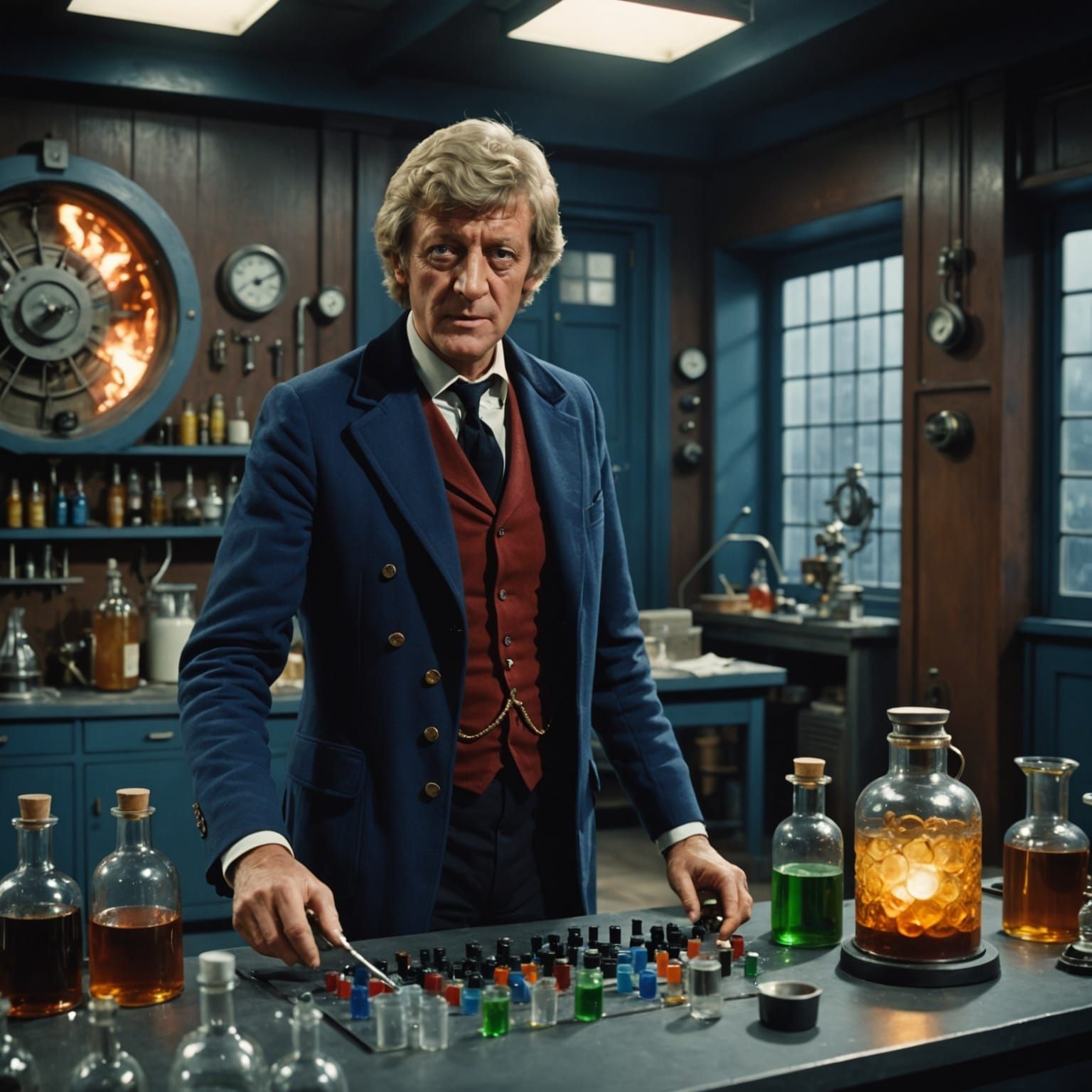 Doctor Who and Jo Grant in the Lab