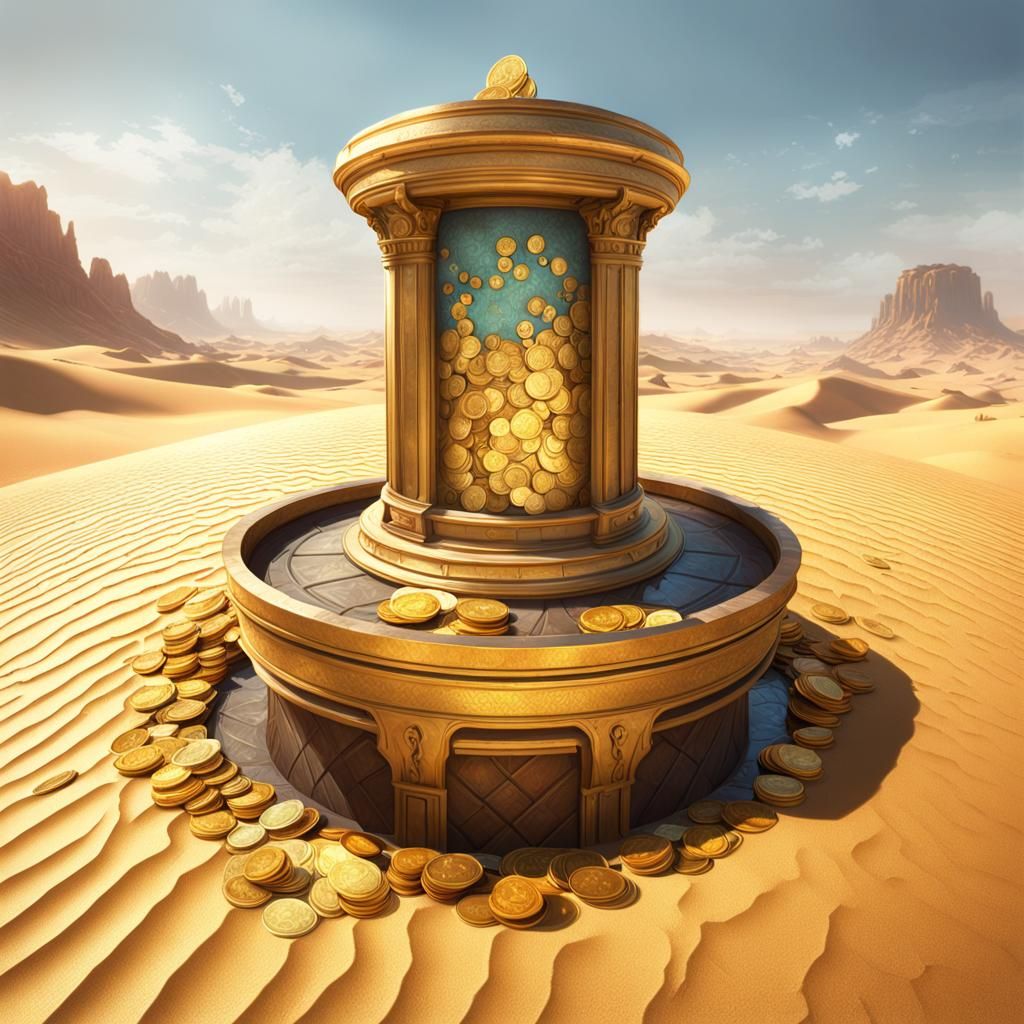 Desert Wellspring of Gold: Hyperdetailed Concept Art
