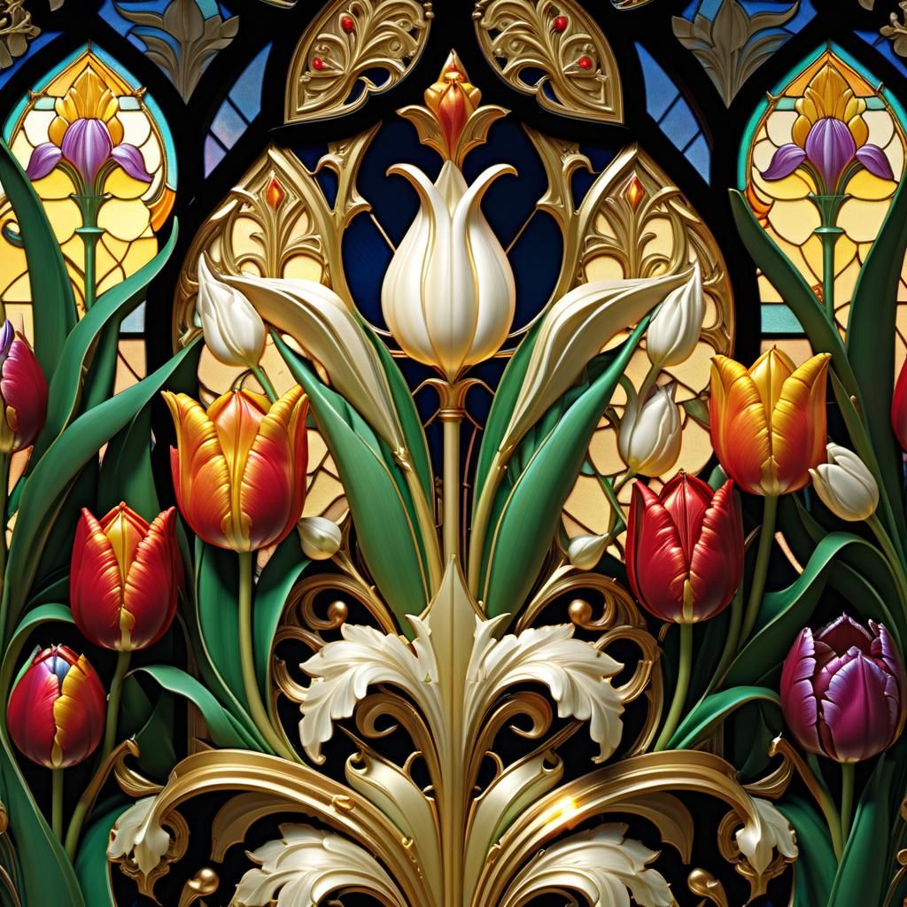 Ornate Dutch Tulip in Rococo Style