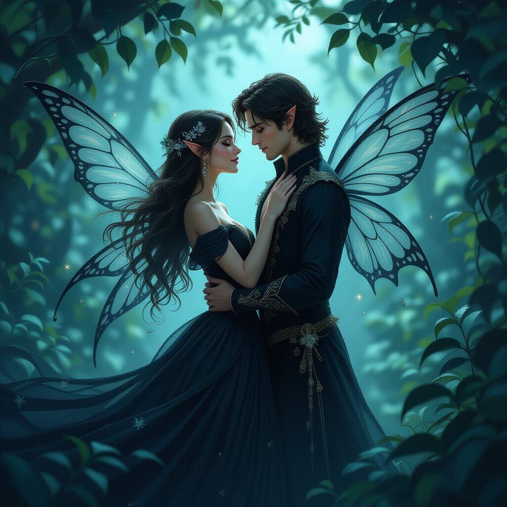 Fairies in a Tender Moment, Dark Fantasy Style