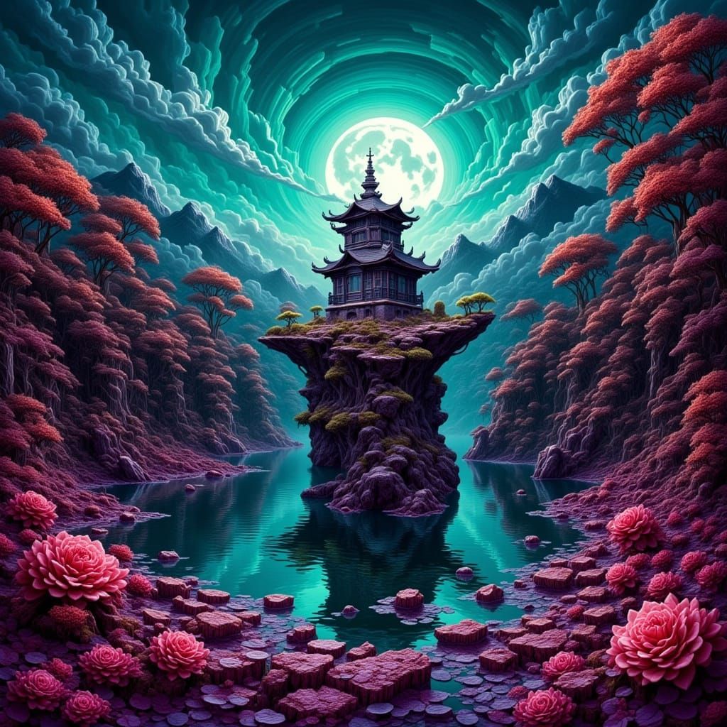 Abstract Purple Design with Flowing Lines