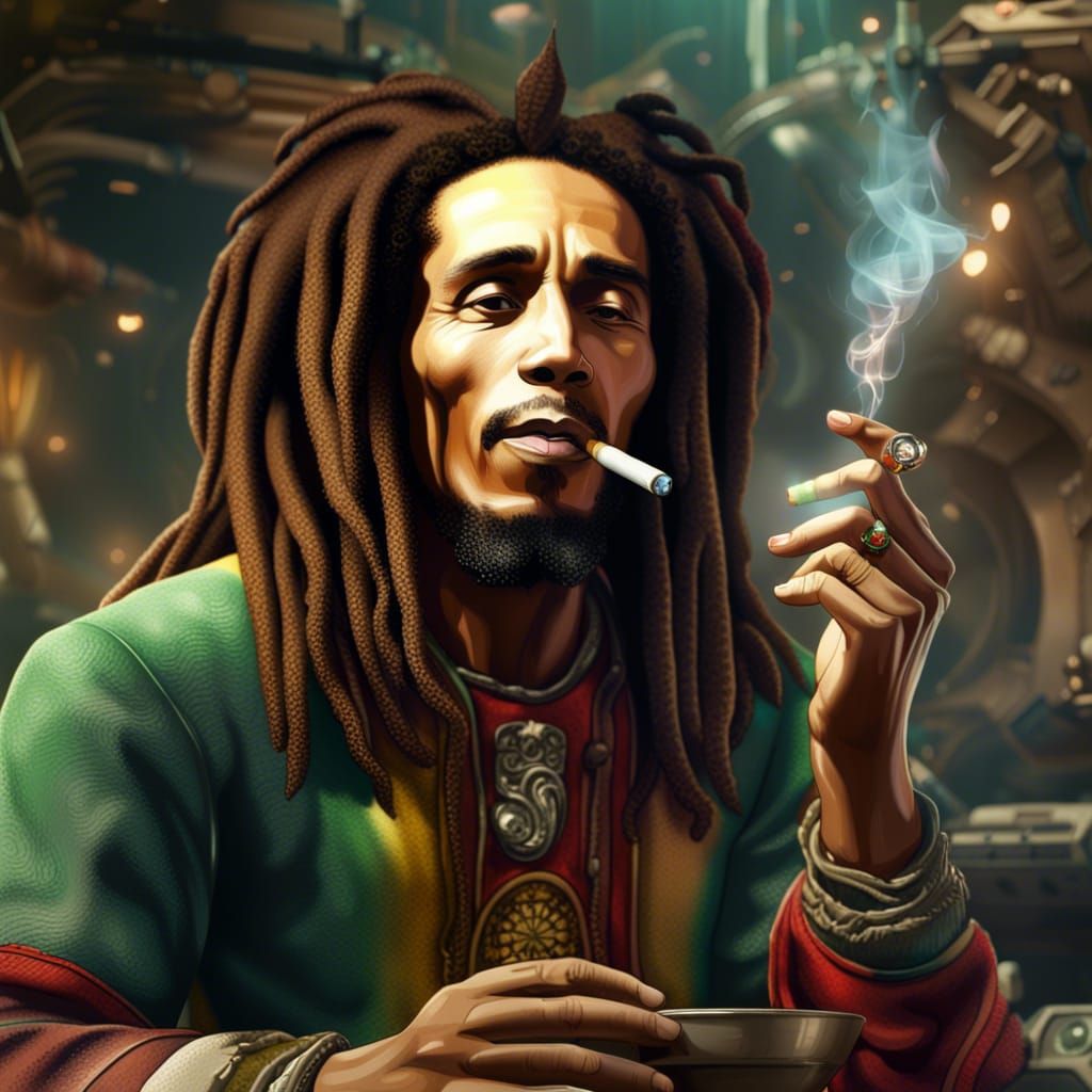 Bob Marley and Jesus in Sci-Fi Heaven