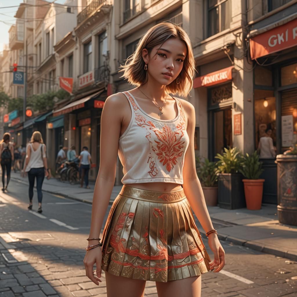 Girl in Embroidered Skirt: Fantasy Concept Art