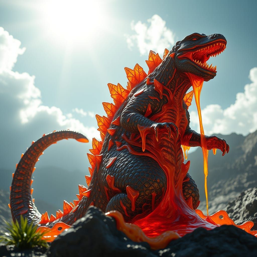 Godzilla Wax Figure Melts in Scorching Sunlight