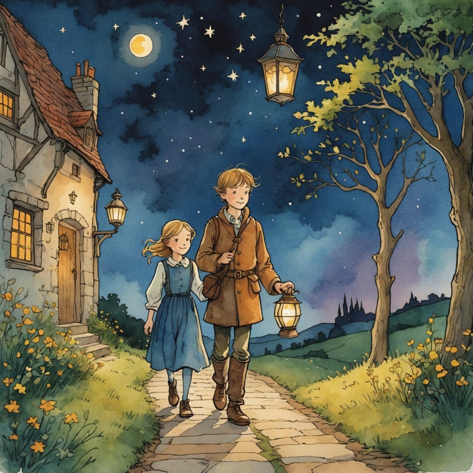 Charming Medieval Sibling Journey by Lantern Light