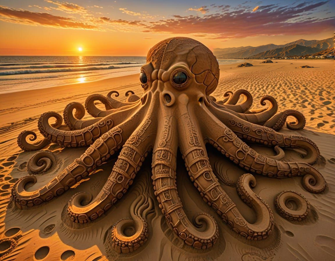 Octopus Sand Sculpture