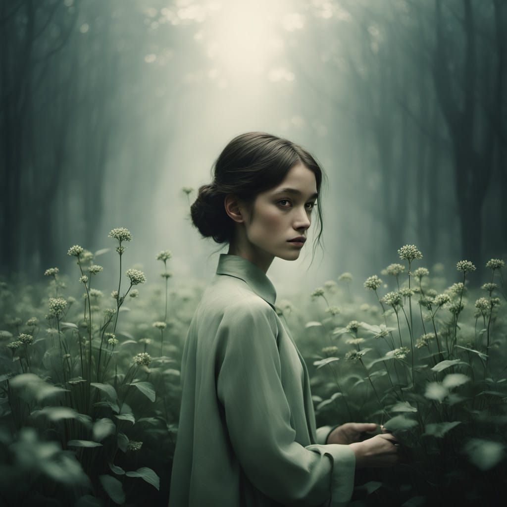 Ethereal Radiance in Verdant Bloom