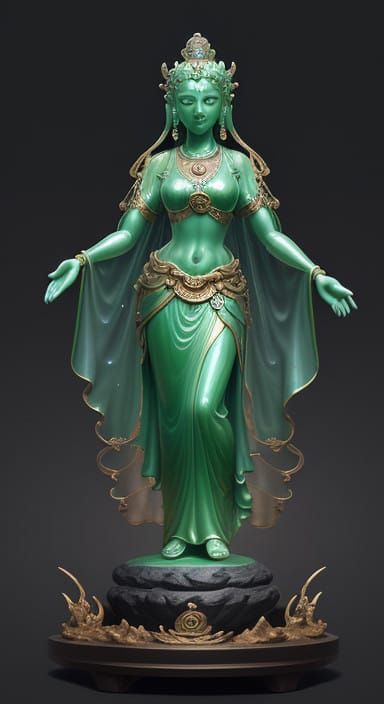 Surreal Jade Guanyin Bodhisattva in Ethereal Light
