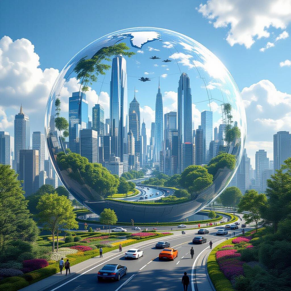 Metropolis in Globe: Photorealistic 8k Resolution