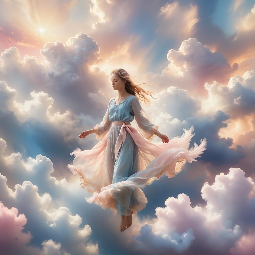 Ethereal Landscape with Gentle Light and Clouds