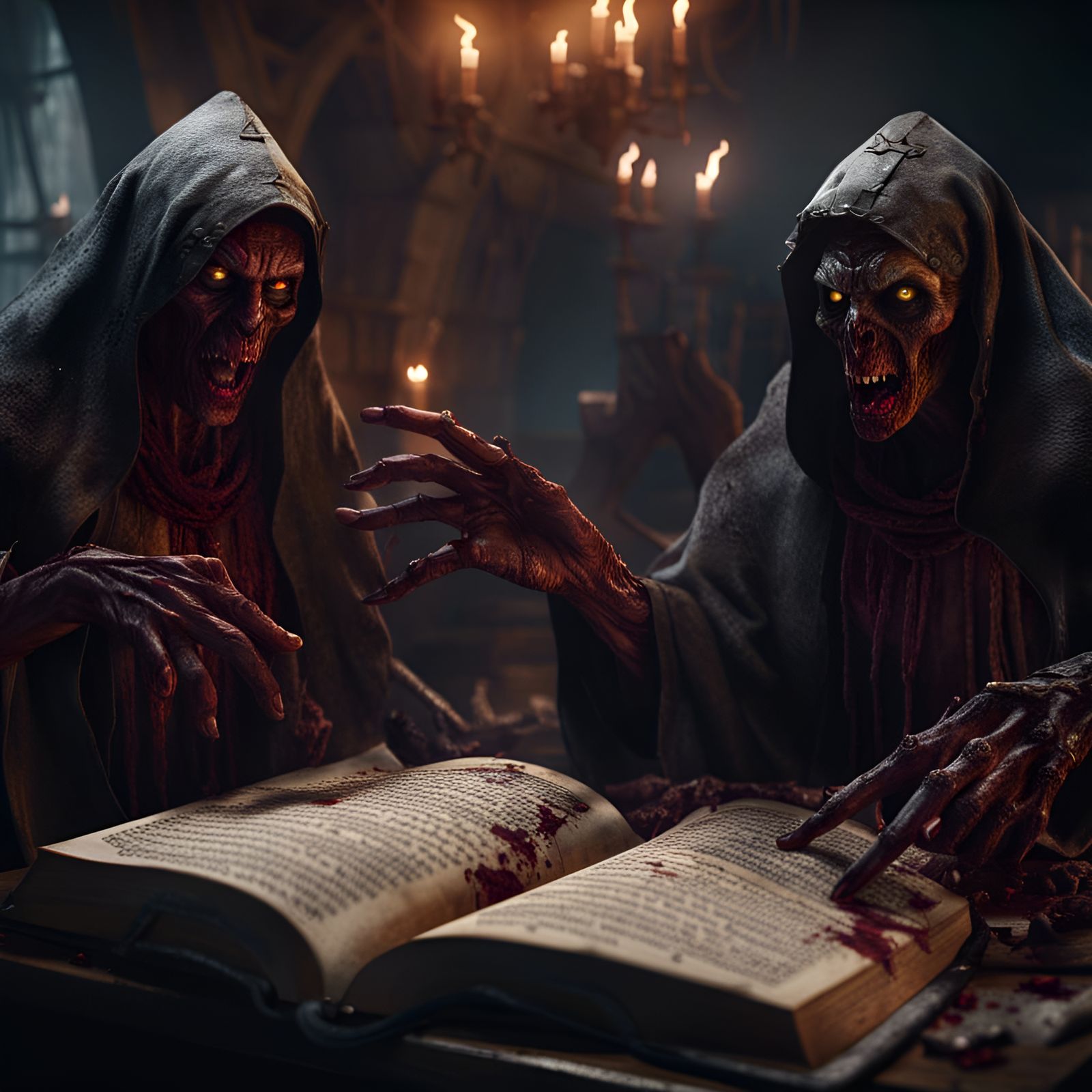 Demons and Zombie Nuns in Hell, Detailed Matte Painting