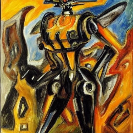 Mecha Battle Inspired by Soutine and Degas