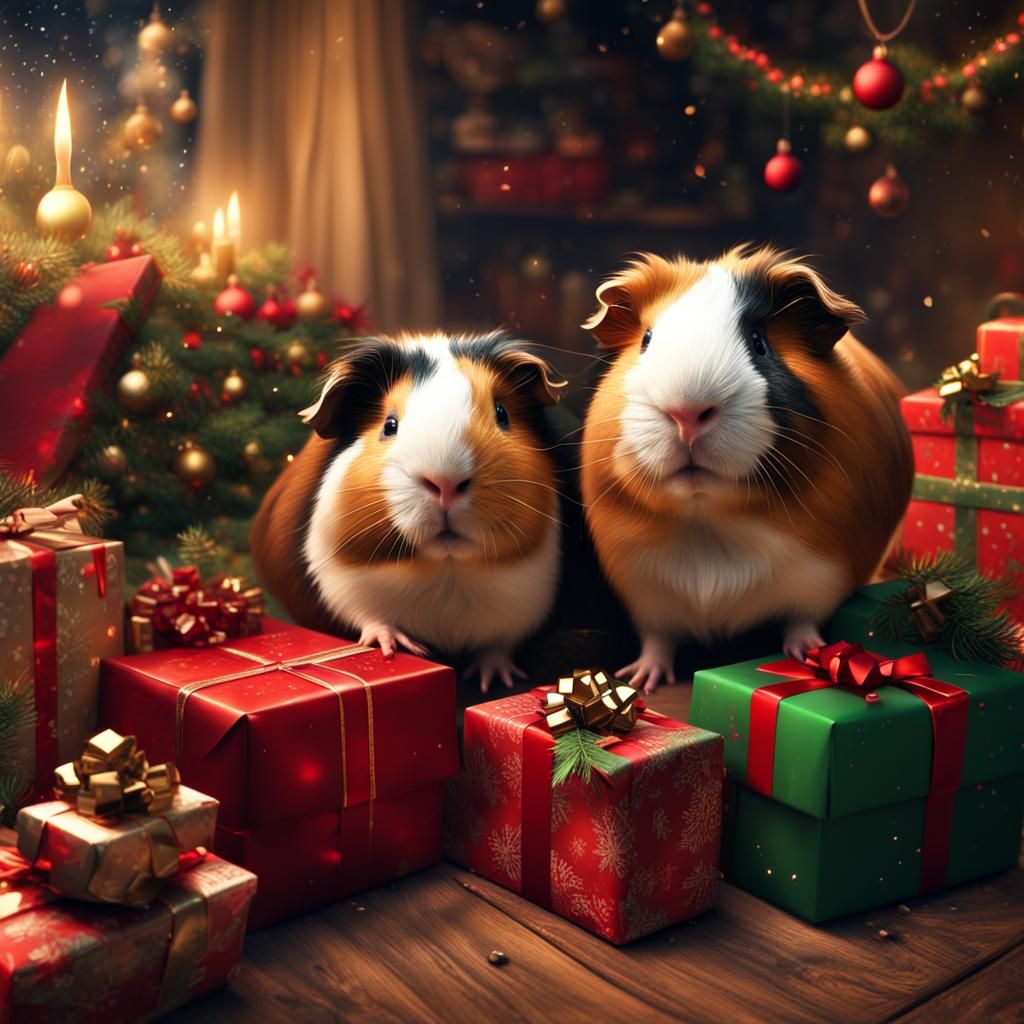 Guinea Pigs Celebrate Christmas: Digital Matte Painting