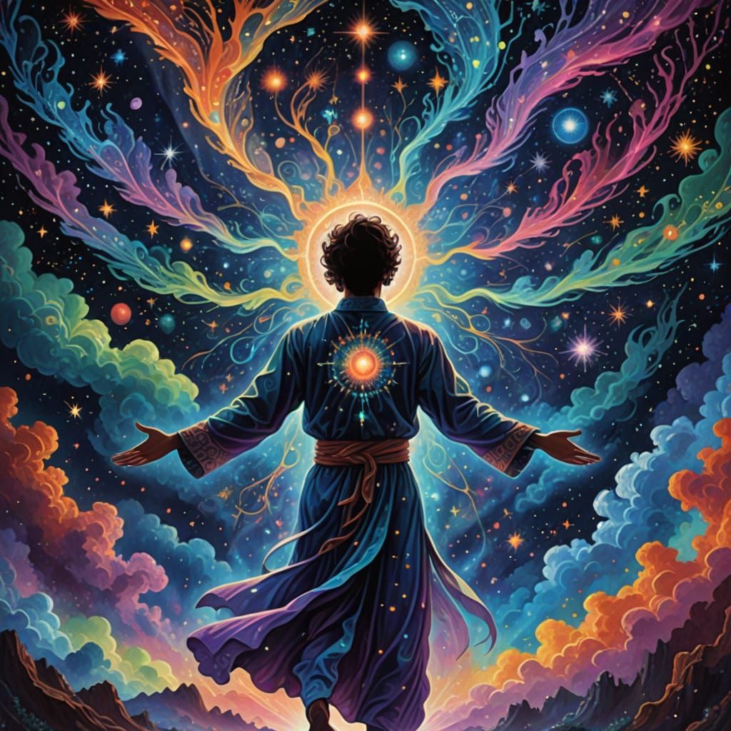 Ethereal Astral Being in Cosmic Dance