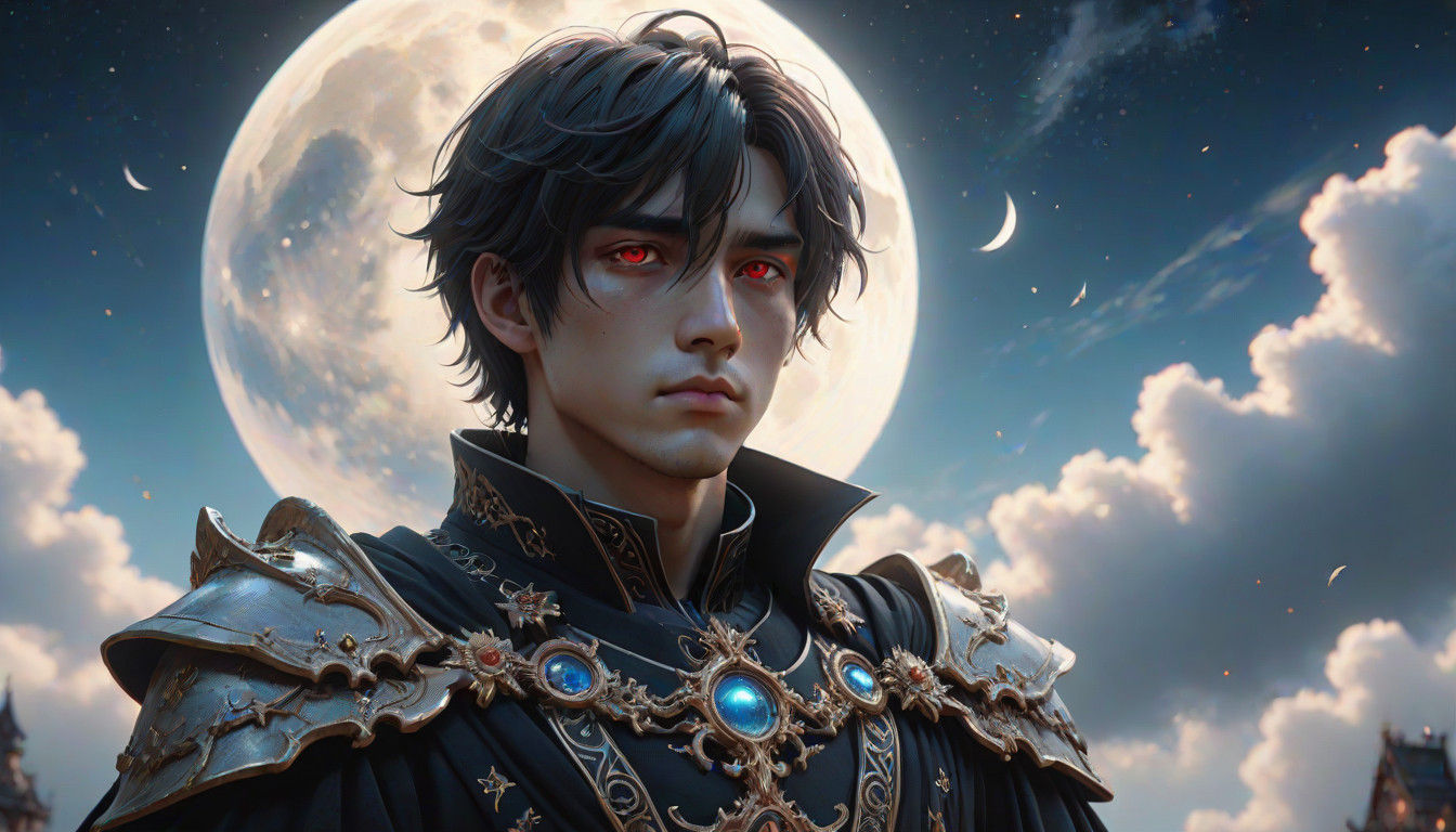 Gothic Ghost Man Under Starry Night Sky