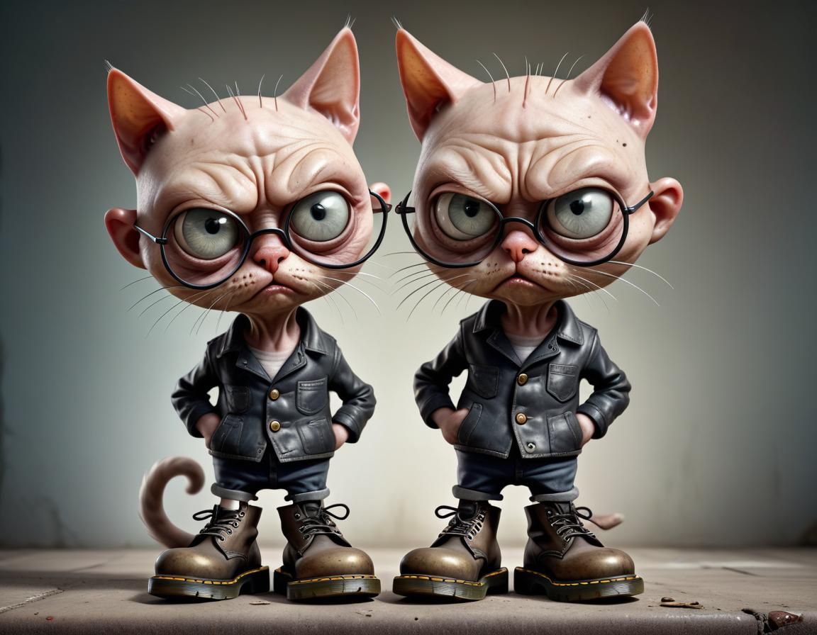 Old Crazy Angry Skinhead Cats