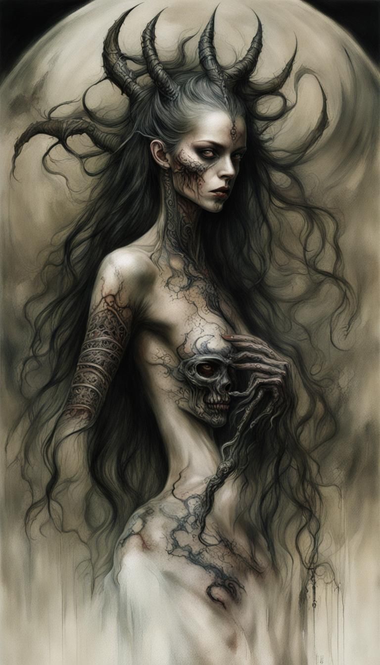 Eerie Zombie Portrait in Fluid Acrylics Style