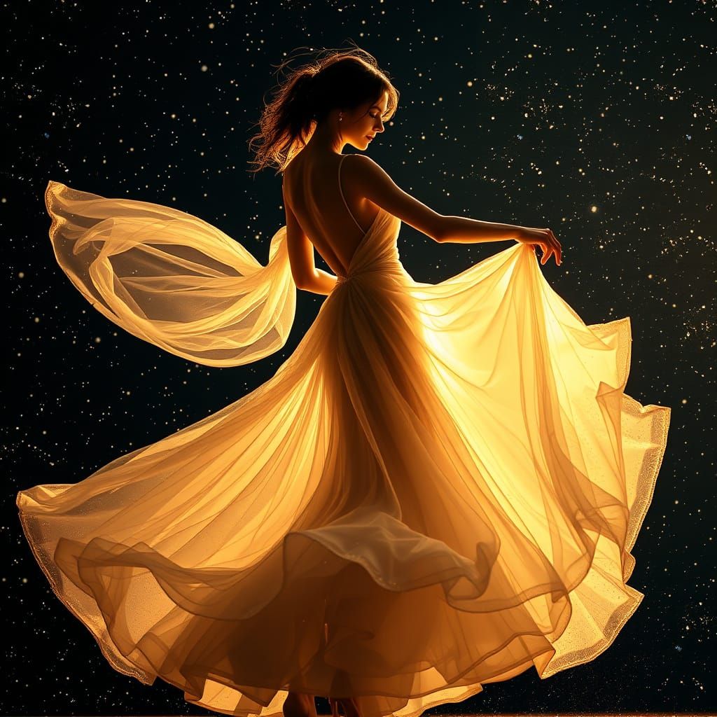 Celestial Ballerina Dances Under Twinkling Stars