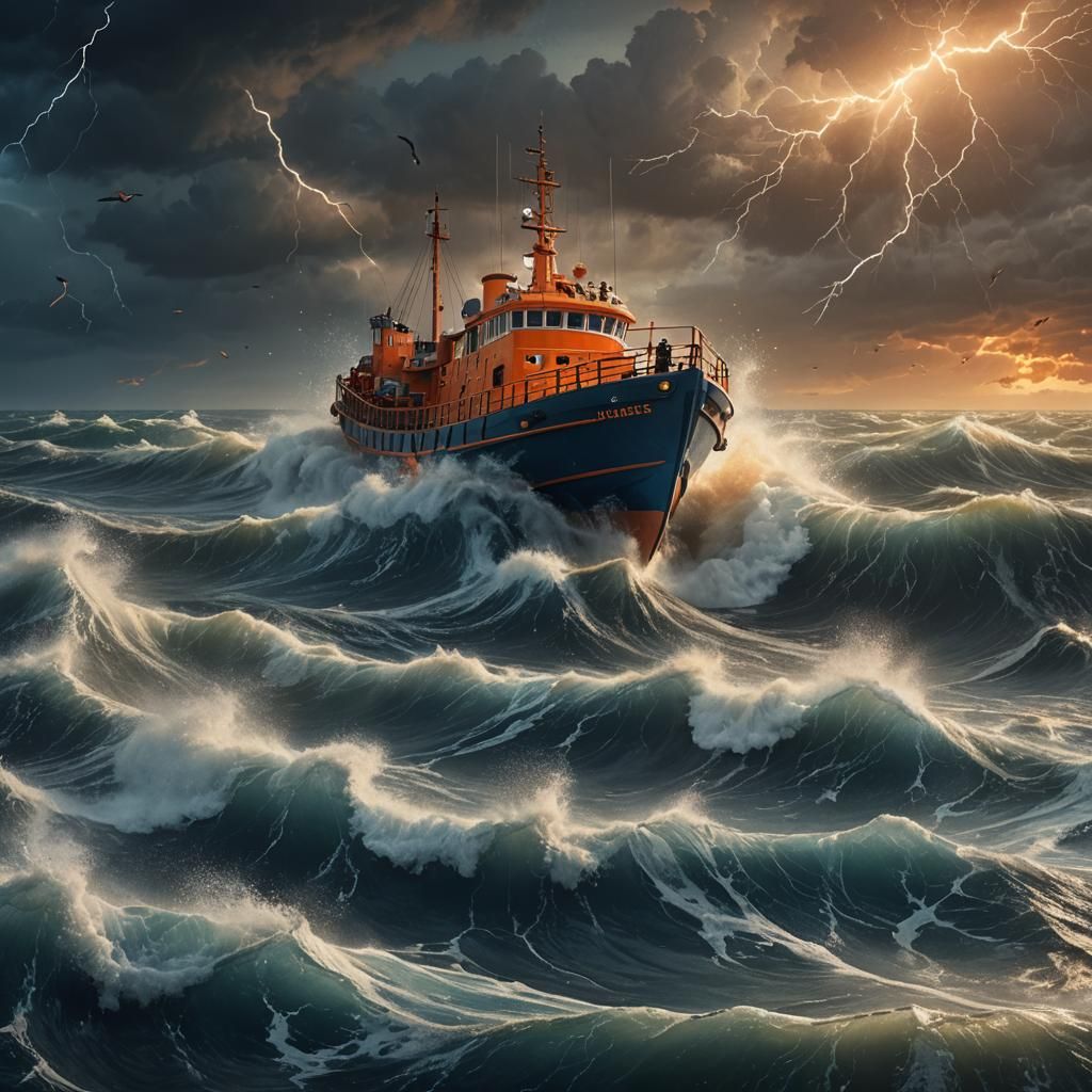 Lifeboat on a Turbulent Sea: Digital Matte Painting