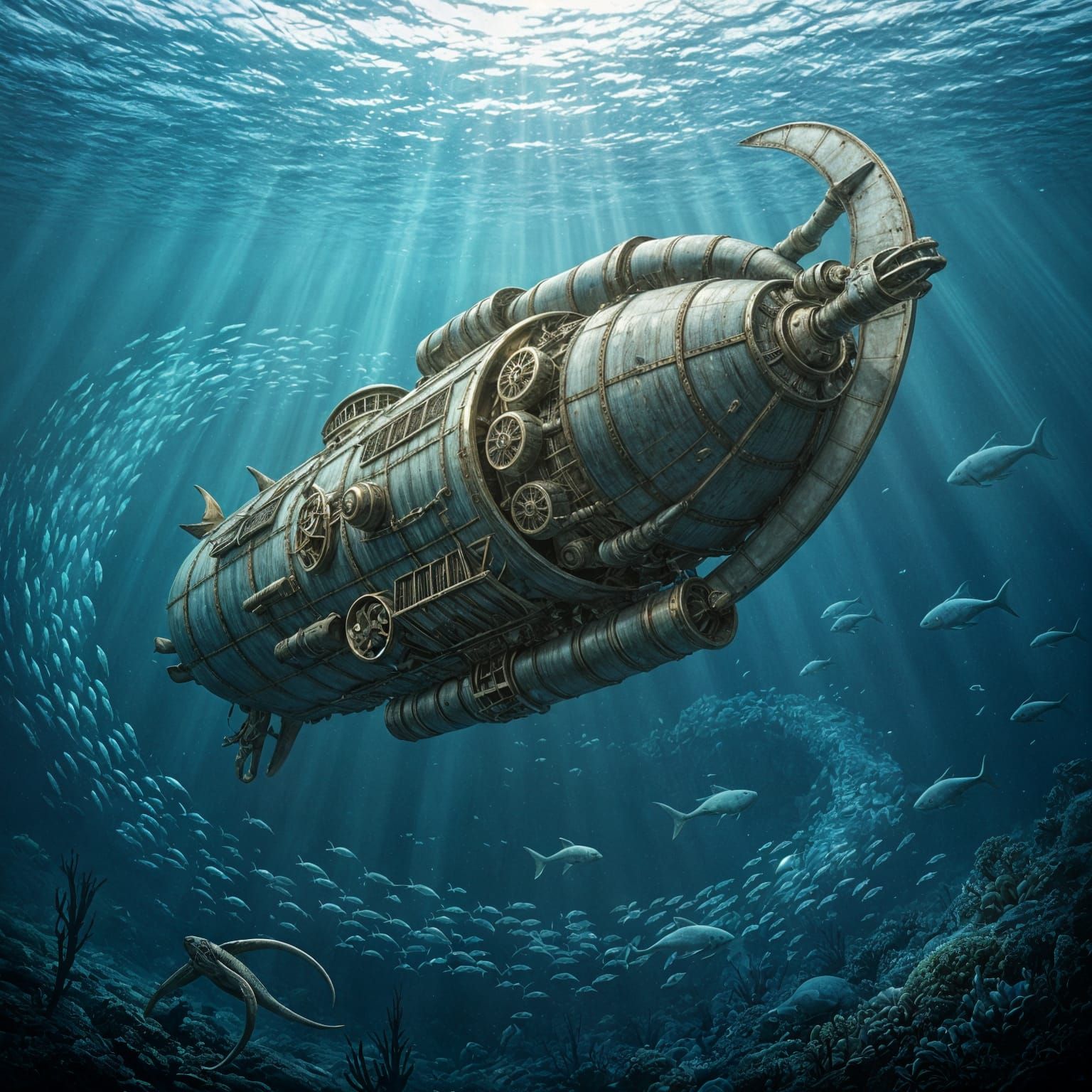 Dieselpunk Nautilus Underwater, Luis Royo Masterpiece