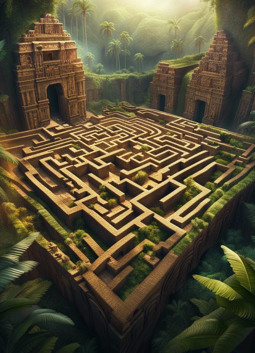 Inca Ruins Surround Sandstone Jungle Maze