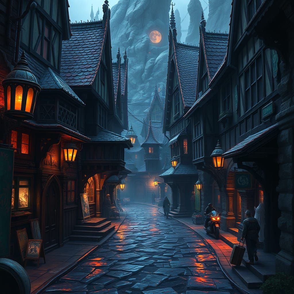 Waterdeep Streets: Detailed Matte Painting in 8K