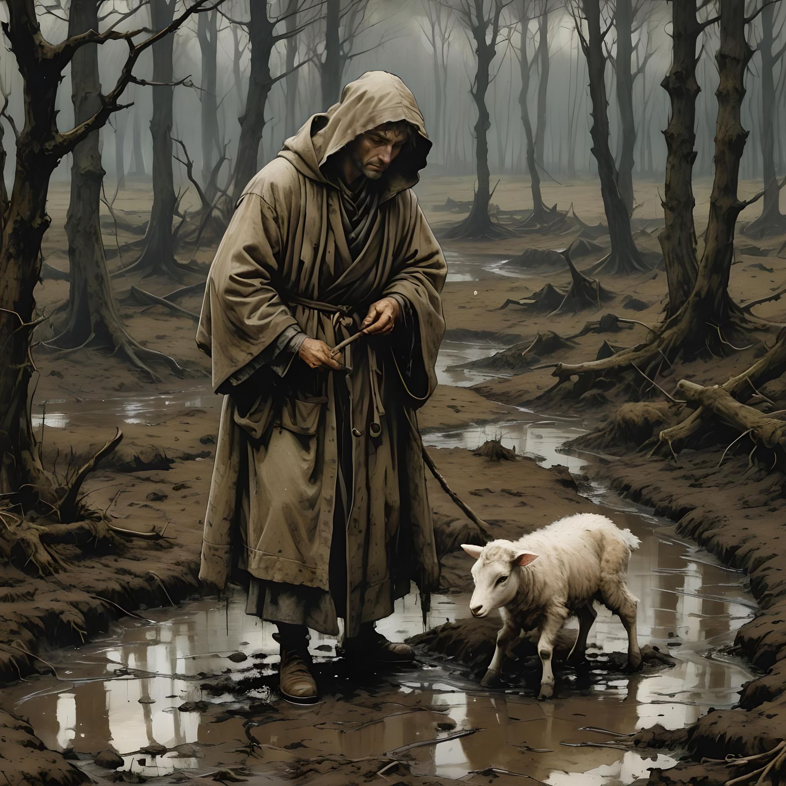 The parable of the lost sheep. (Jesus leaves the 99.)