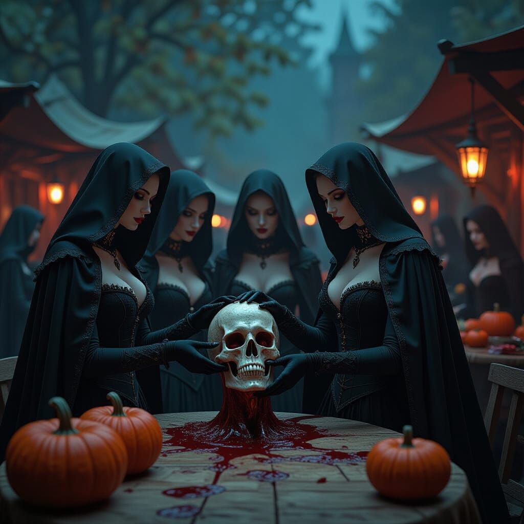 Vampires Buy Human Head at Macabre Harvest Festival