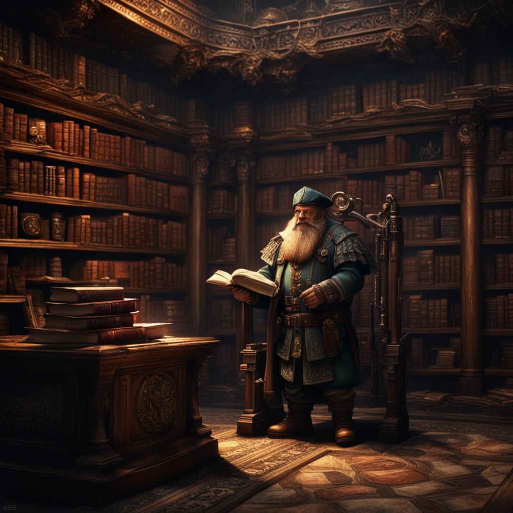 Creepy Dwarf with Clockwork Gun in Dark Mansion