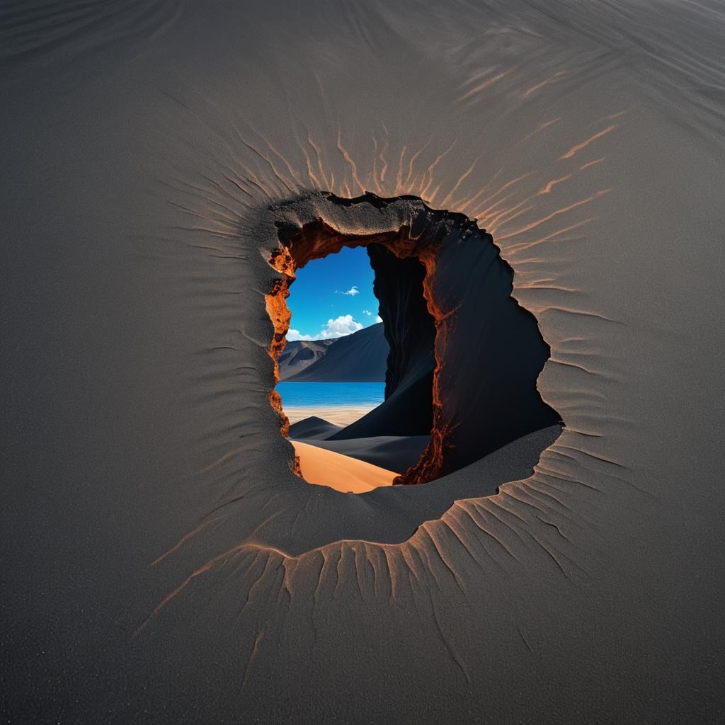 Hyperrealistic Desert Metal Plate with Blue Sky