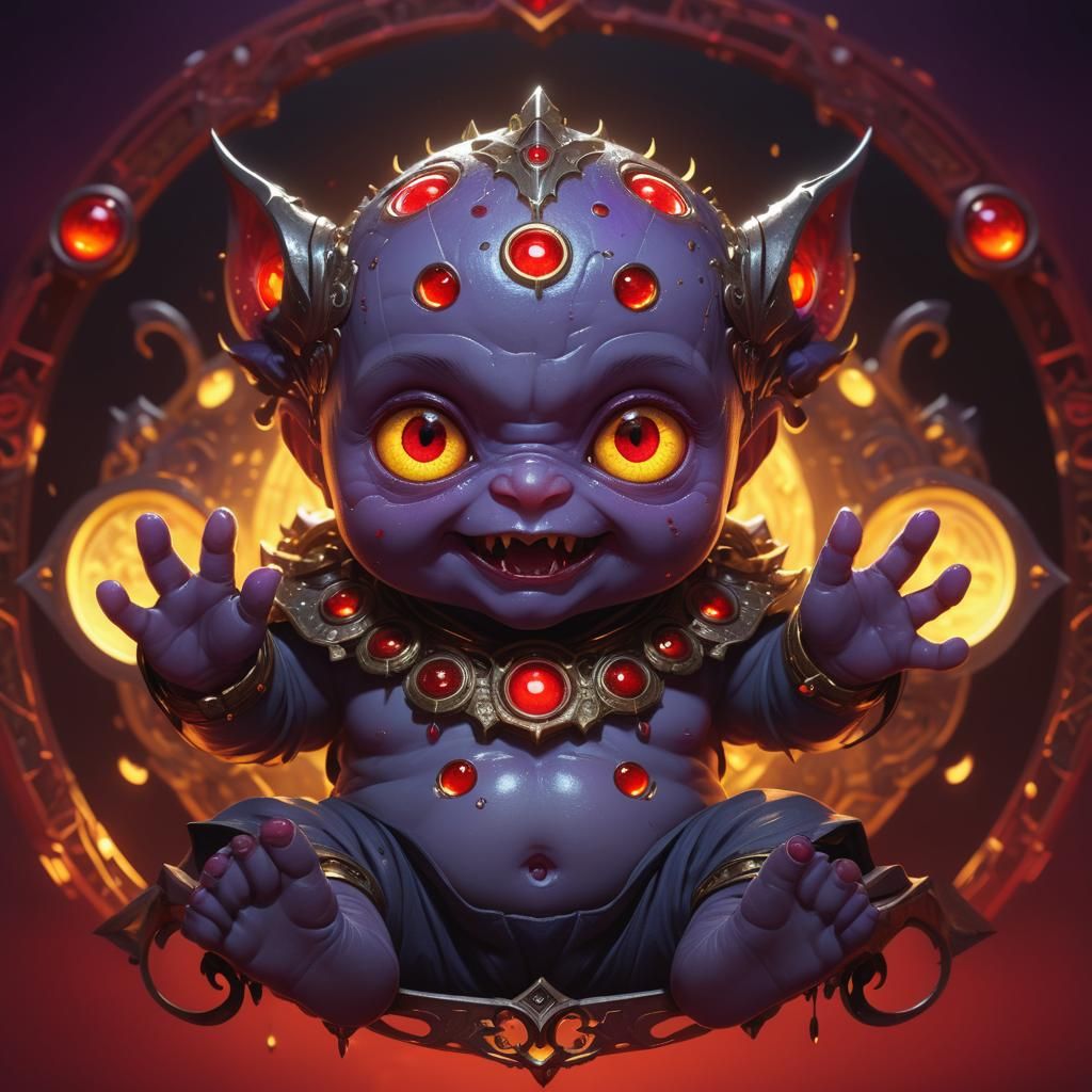 Cute Baby with Evil Eyes: Dark Fantasy Art