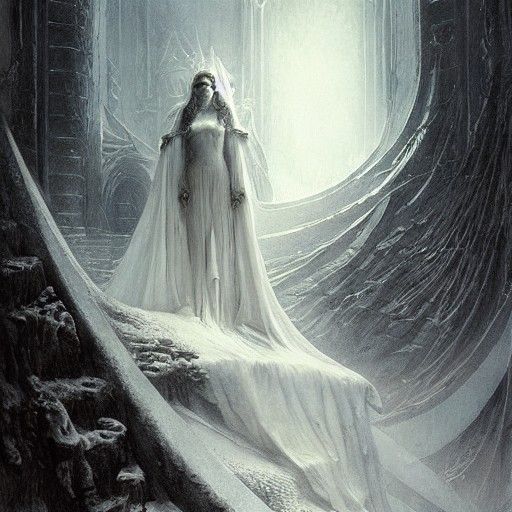 Icy Throne Room in Gothic Horror Style