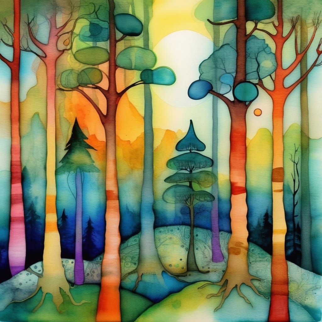 Mystic Forest in Watercolor and Alcohol Ink