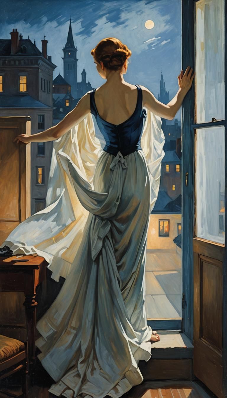 Dramatic Night Scene in Post-Impressionism Style