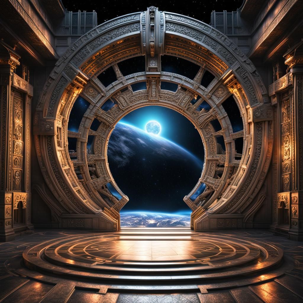 Hyperrealistic Stargate Portal to Alien Planet
