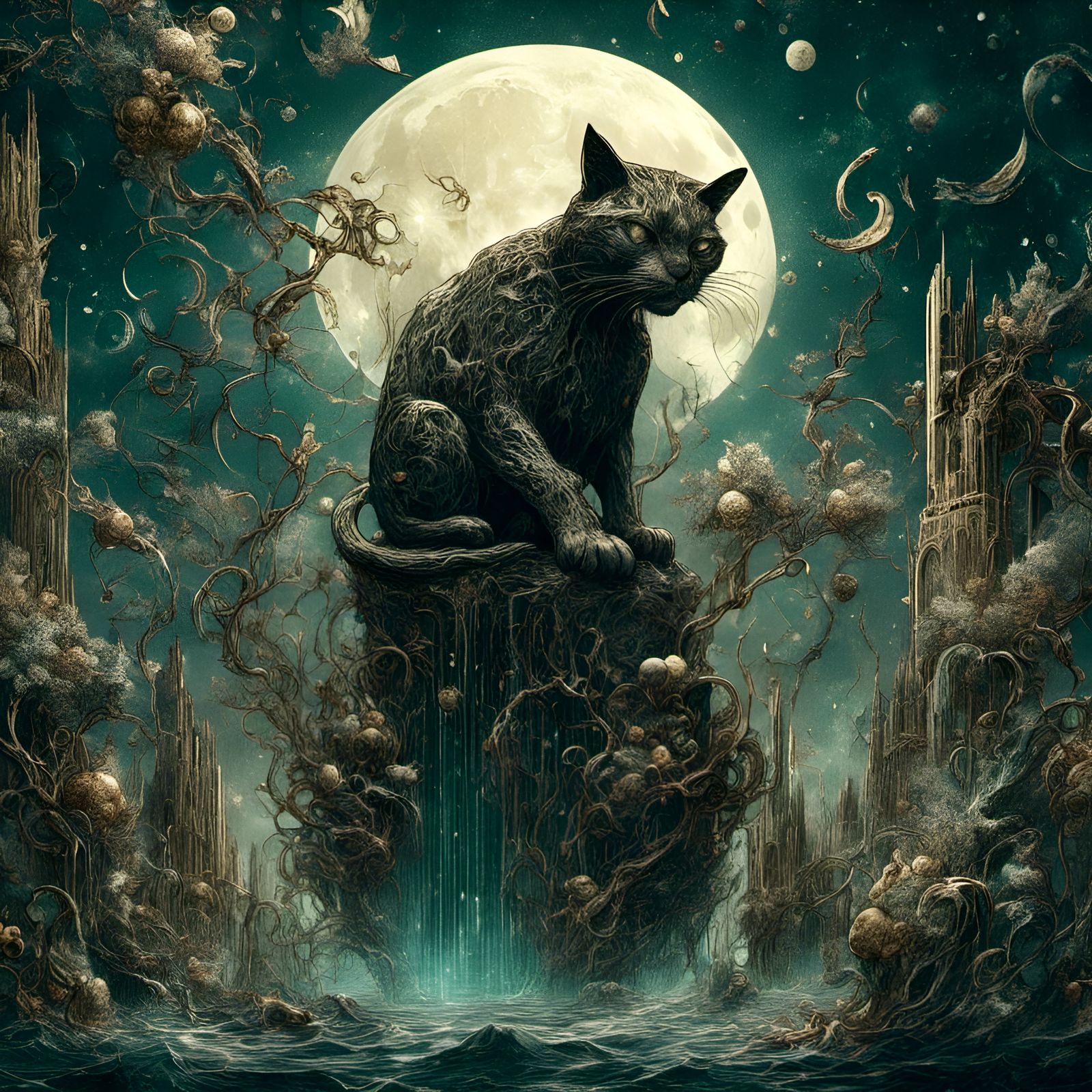 Heavenly Cat God in Glorious Landscape