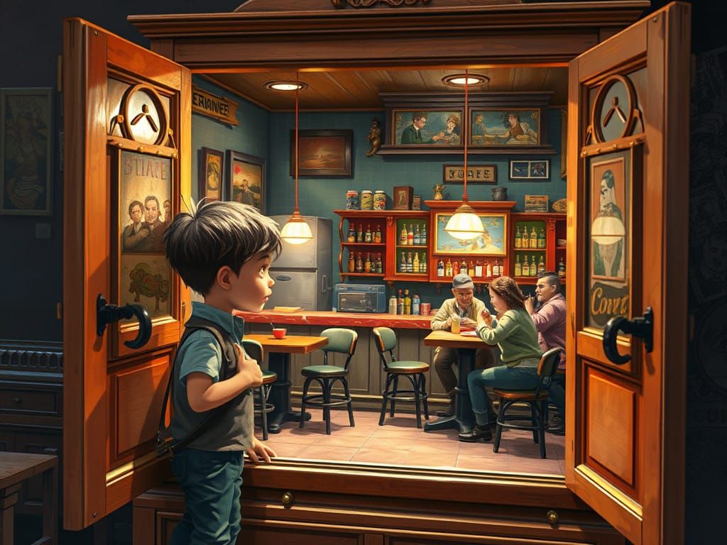 Miniature Tavern Scene in Vibrant Comic Style