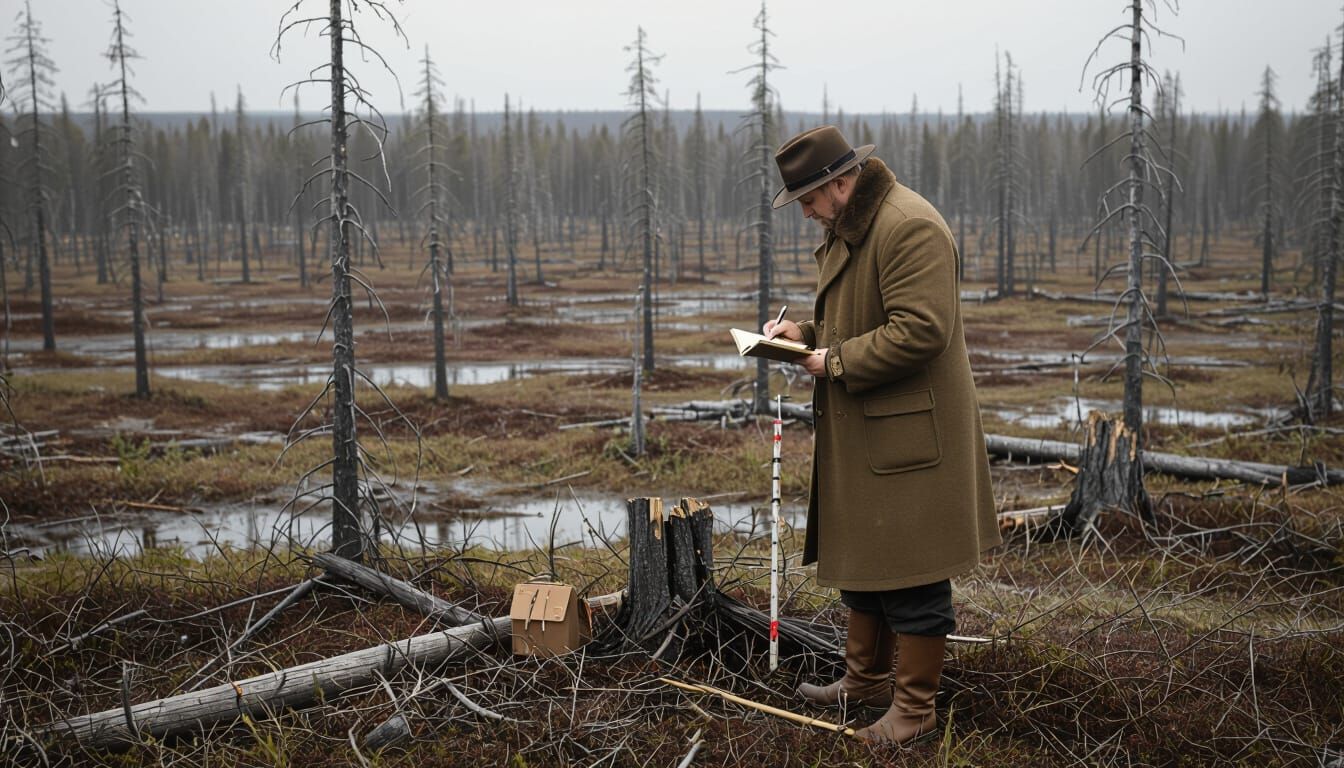 Leonid Kulik Investigating Tunguska Site in 1920s Photo