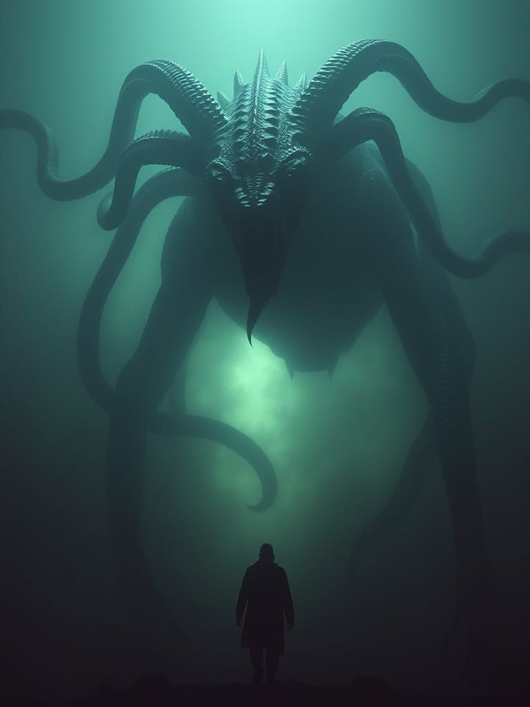 Medusa Creature in Dark, Mystical Fog