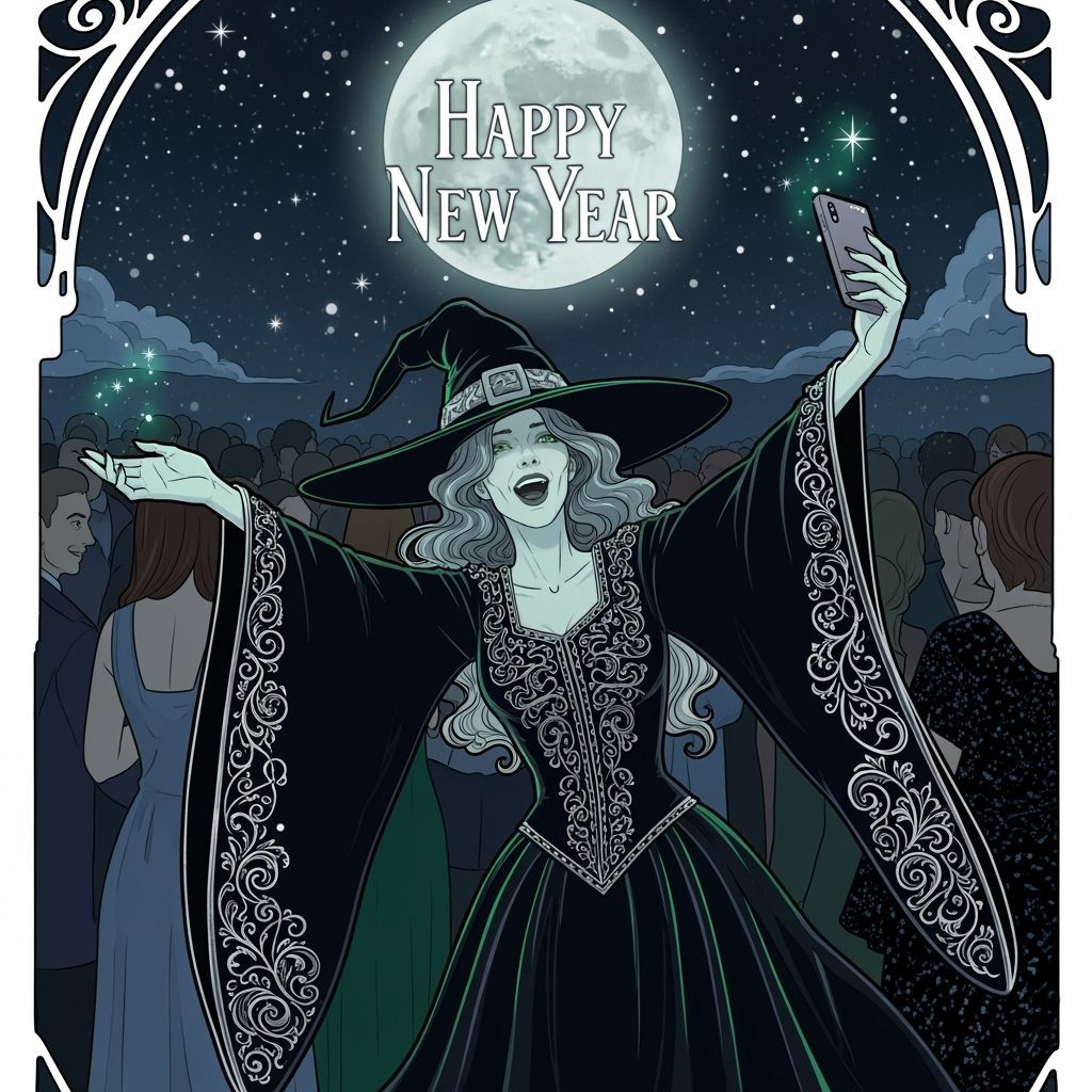 Witch's Moonlit New Year's Eve Party Selfie