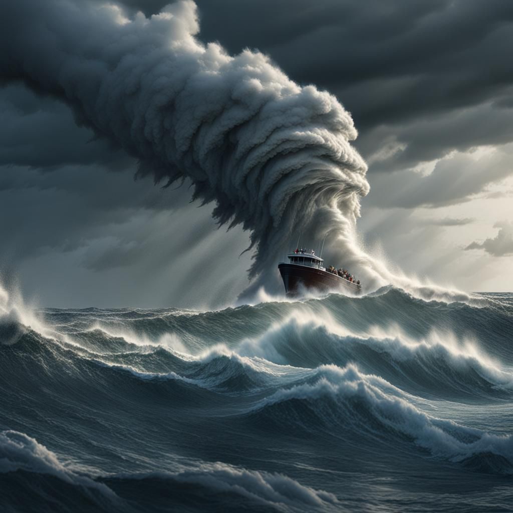 Realistic Tornado Rages Over a Stormy Sea