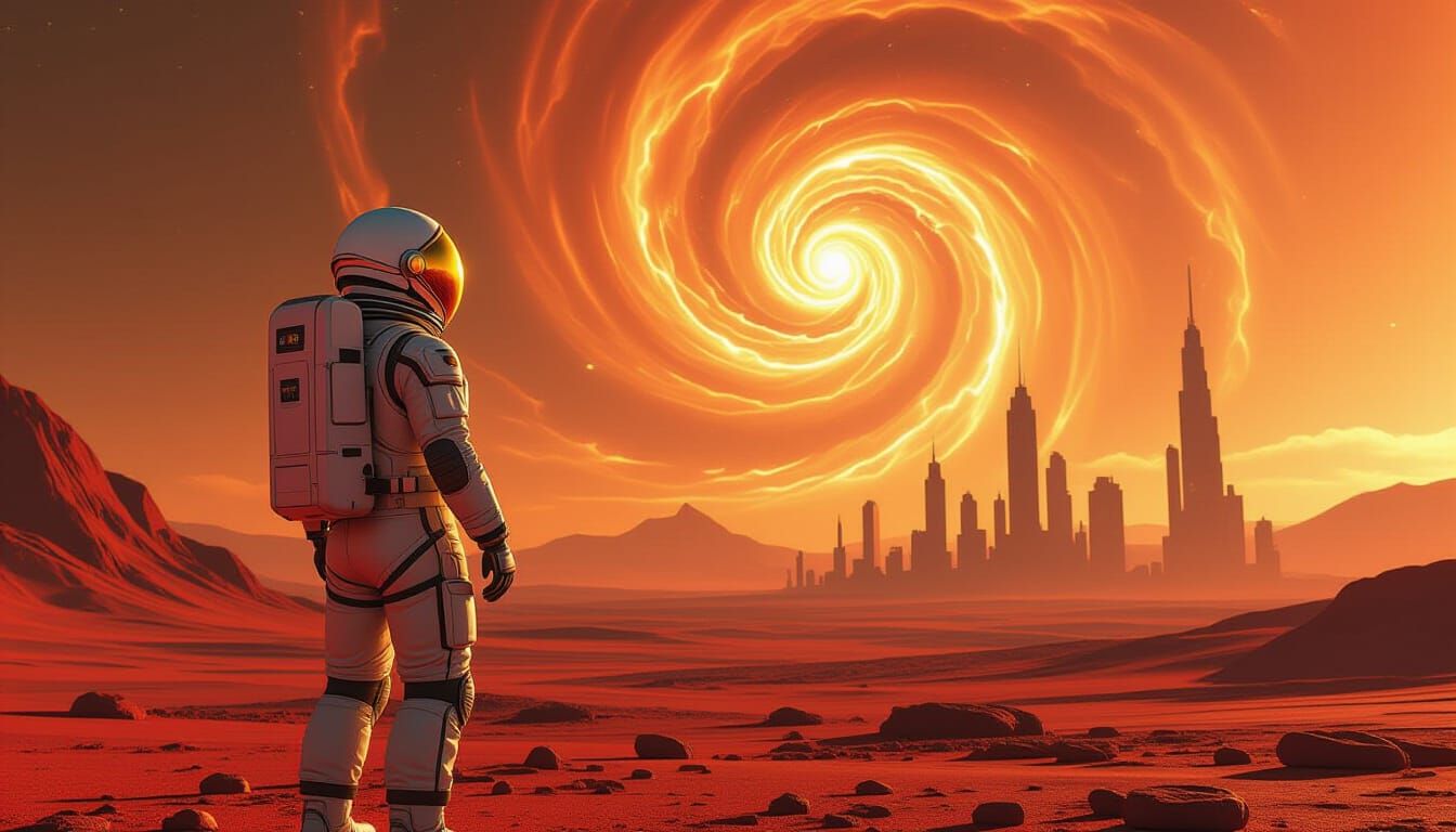 Astronaut on Alien Planet in Hyperrealism Style